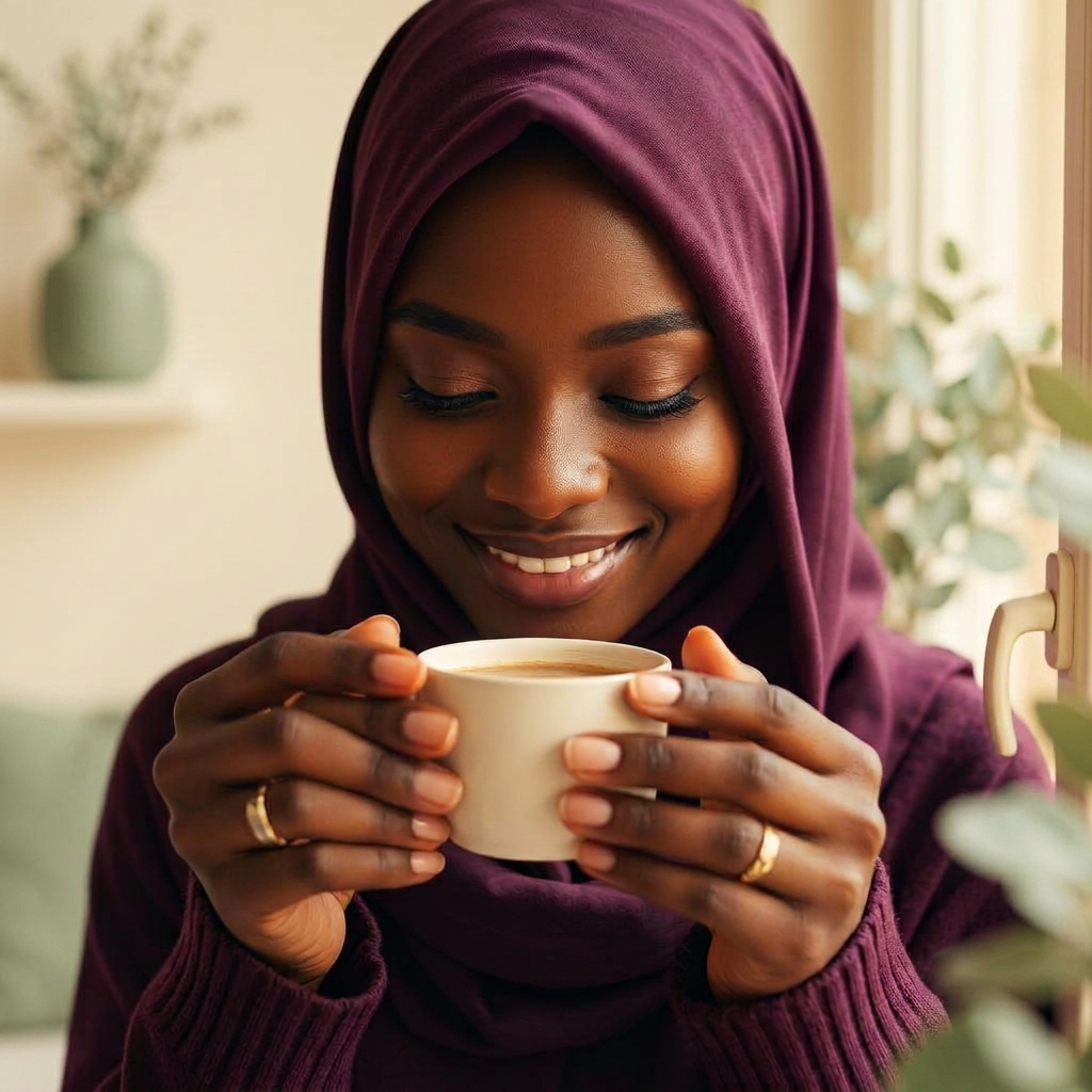 A quiet table with a warm cup of tea in soft daylight